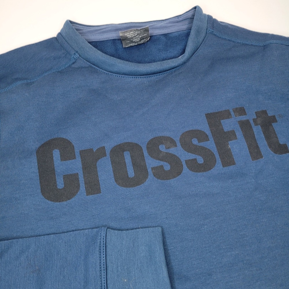 NOBULL CrossFit Sweatshirt Mens Medium Blue Excellent Graphic Training Pullover
